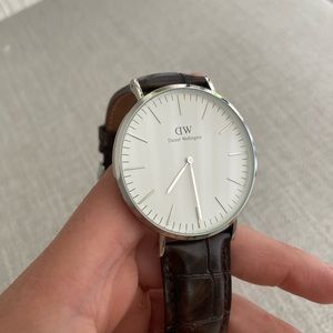 Daniel wellington brown crocodile leather stainless steel watch